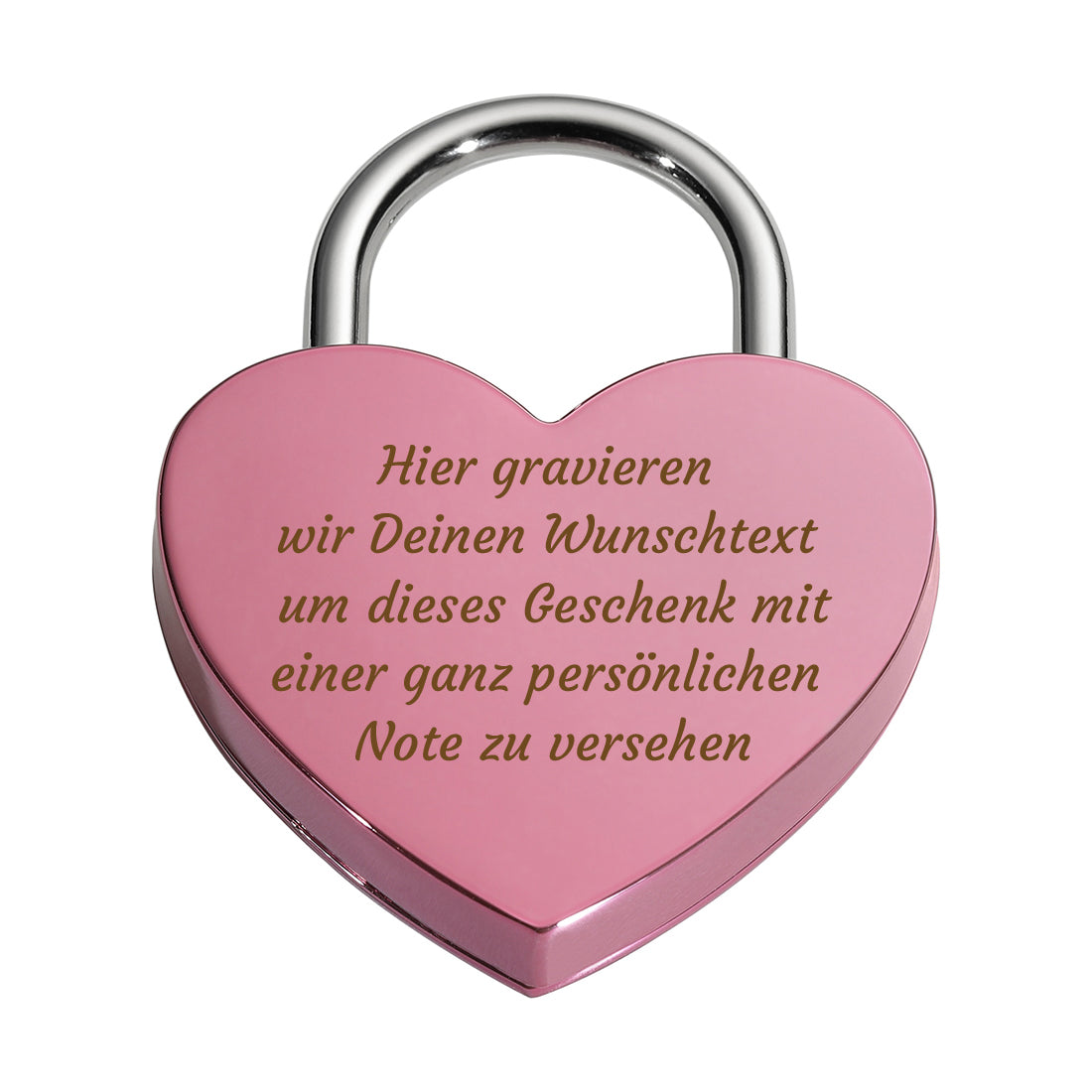 Vorhängeschloss Herz personalisiert - Liebesschloss mit Wunschtext Gravur