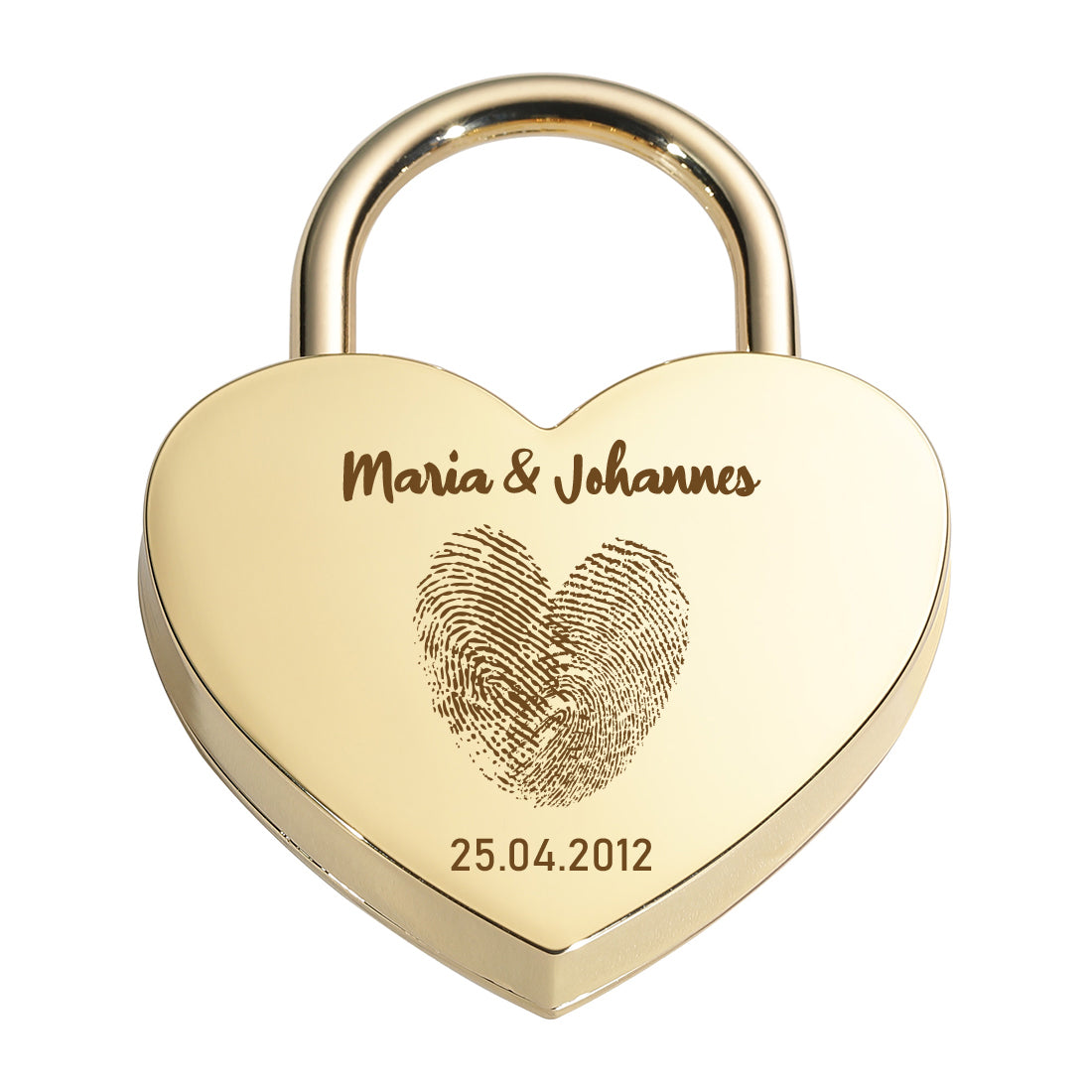 Liebesschloss Herz-Schloss mit Gravur - Motiv Herz Fingerabdruck