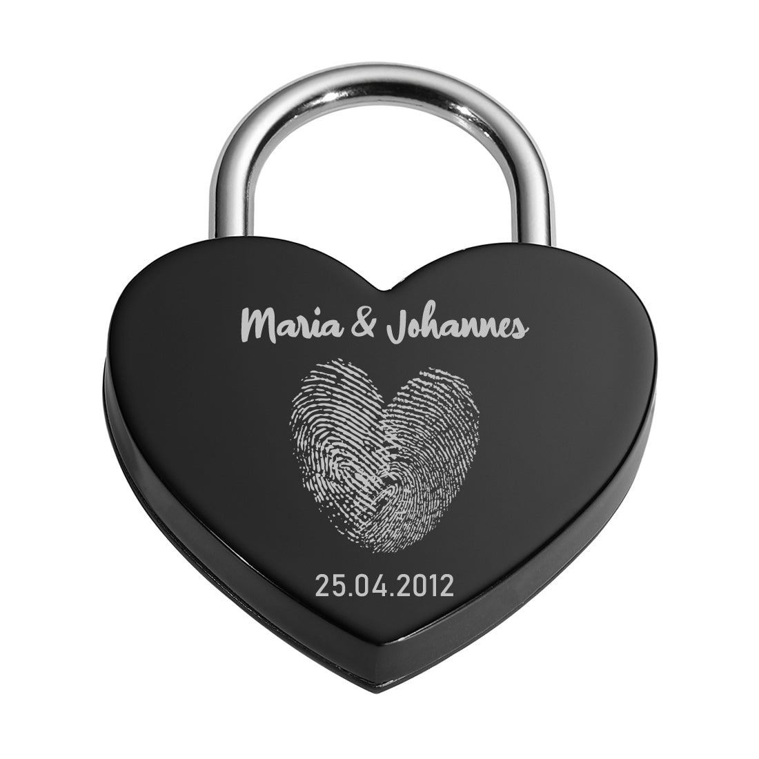 Liebesschloss Herz-Schloss mit Gravur - Motiv Herz Fingerabdruck