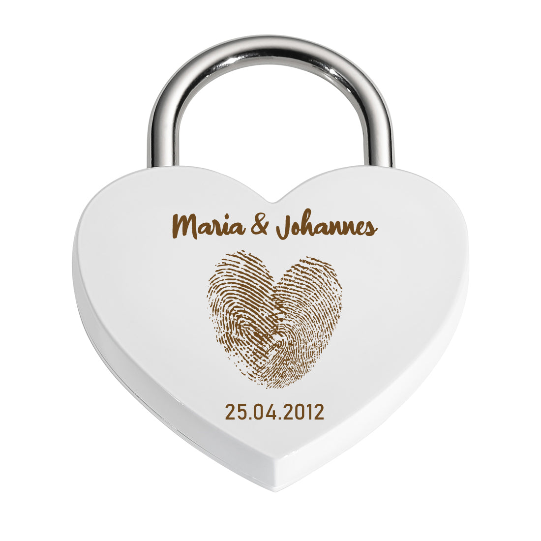 Liebesschloss Herz-Schloss mit Gravur - Motiv Herz Fingerabdruck