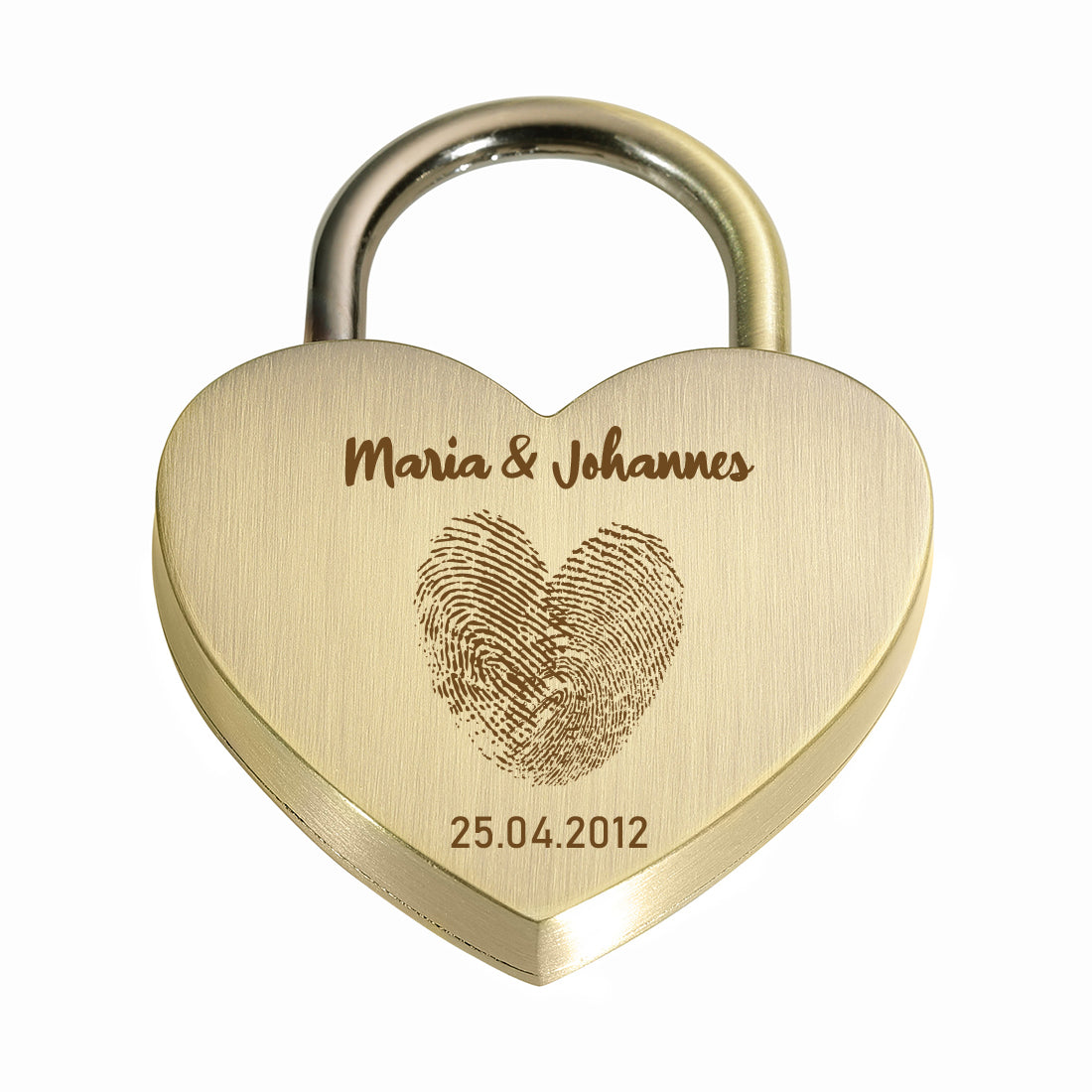 Liebesschloss Herz-Schloss mit Gravur - Motiv Herz Fingerabdruck