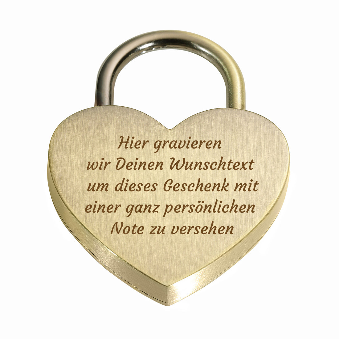 Vorhängeschloss Herz personalisiert - Liebesschloss mit Wunschtext Gravur