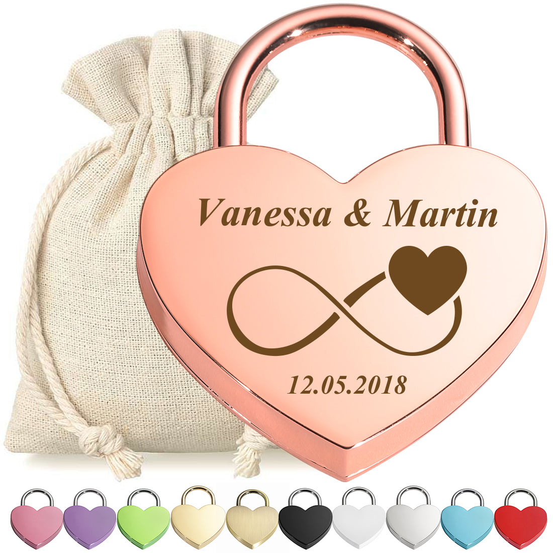Herz Liebesschloss mit Gravur zur Hochzeit