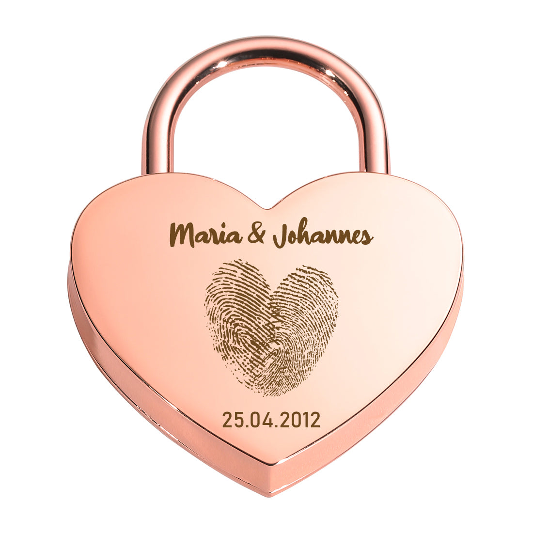 Liebesschloss Herz-Schloss mit Gravur - Motiv Herz Fingerabdruck