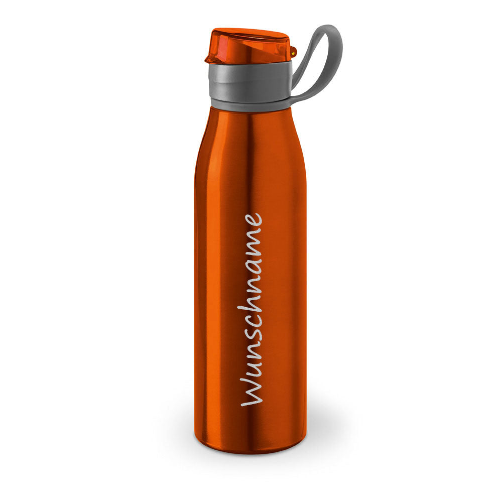 Personalisierte Trinkflasche Orange - 650ml Aluminium mit Wunschgravur