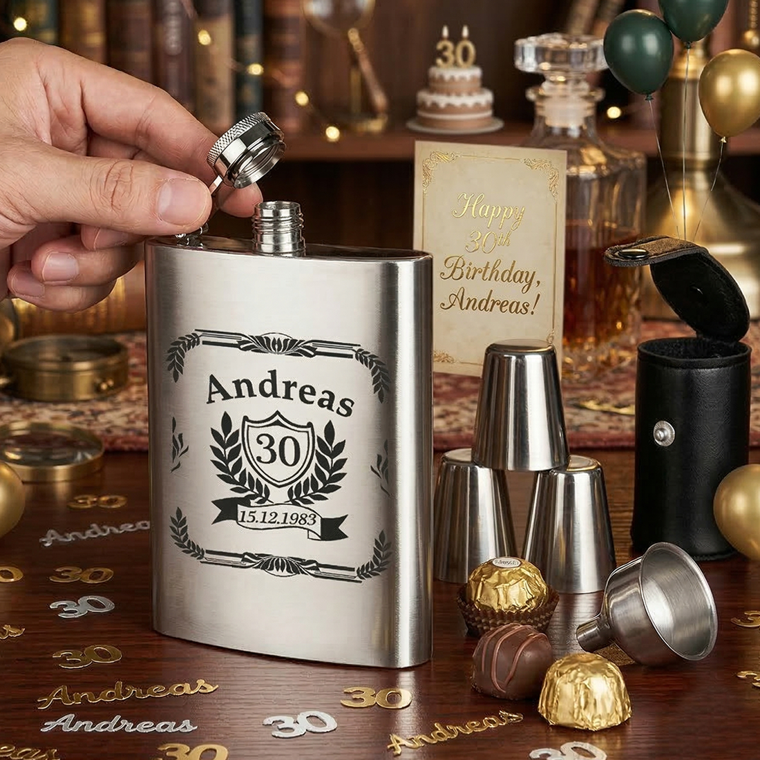 Personalisiertes Flachmann-Set - Geschenkidee zum Geburtstag & Jubiläum