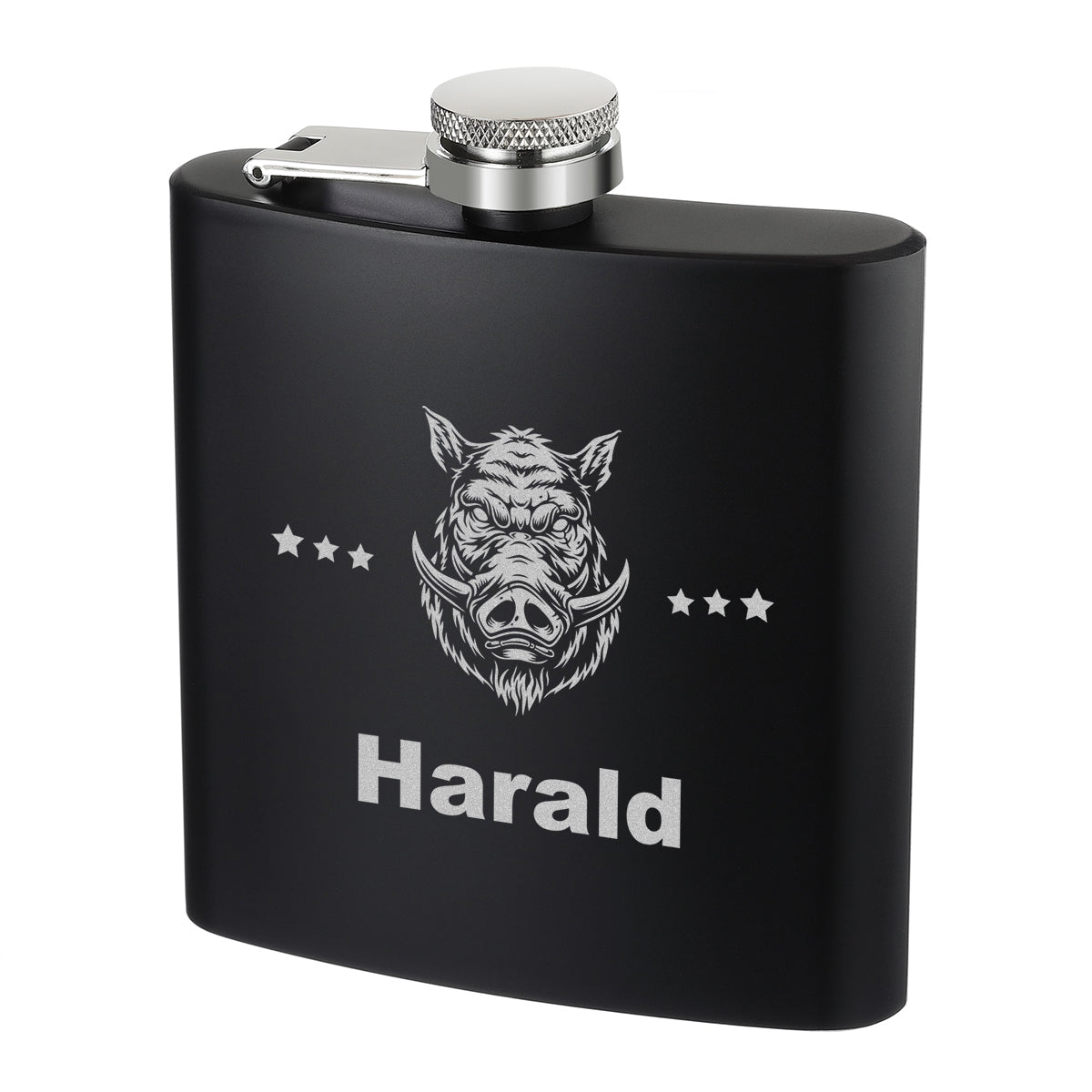 Personalisierter Flachmann mit Gravur Schwarz Matt Edelstahl