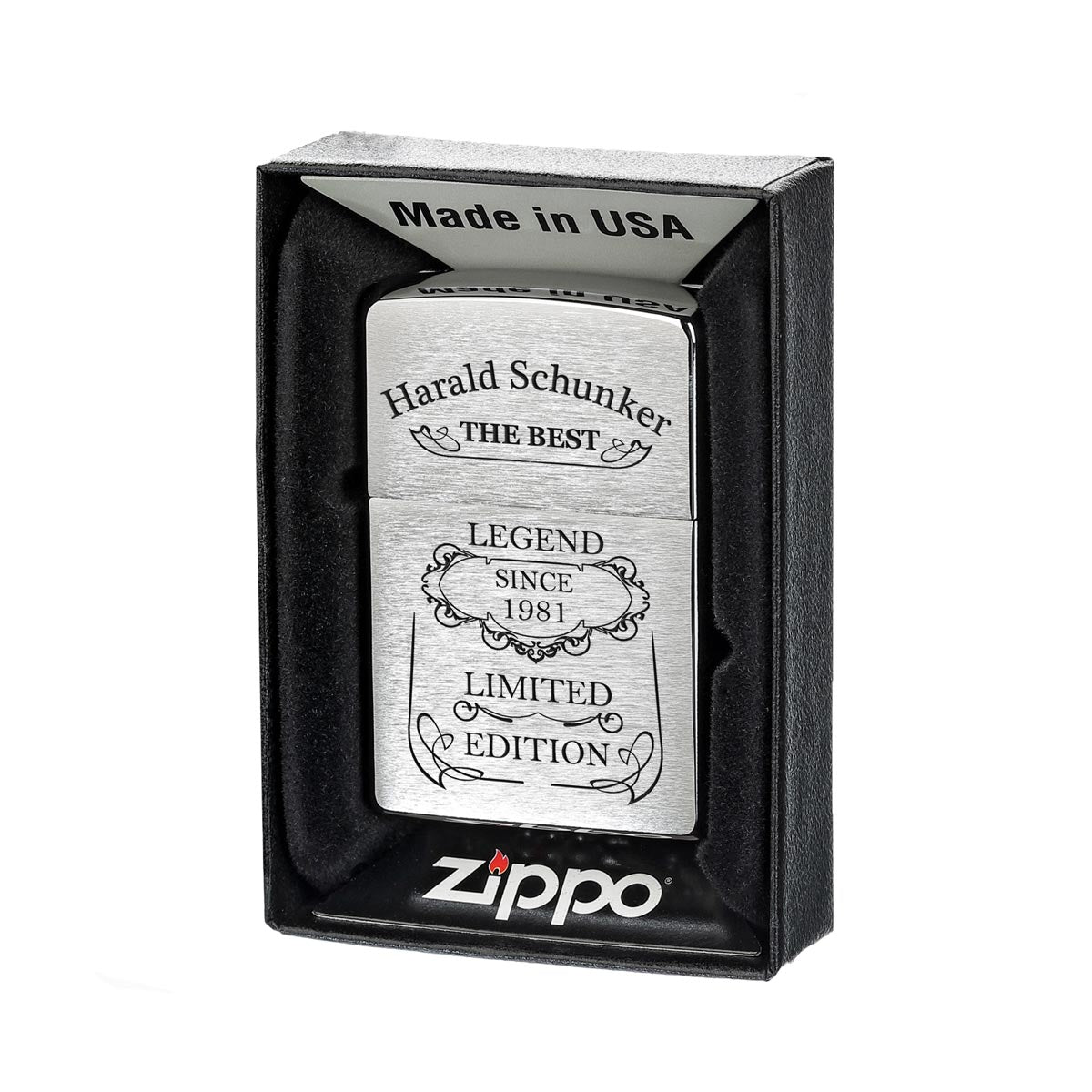 Zippo® Sturmfeuerzeug Geschenk-Set mit individueller Gravur Benzin Feuerzeug