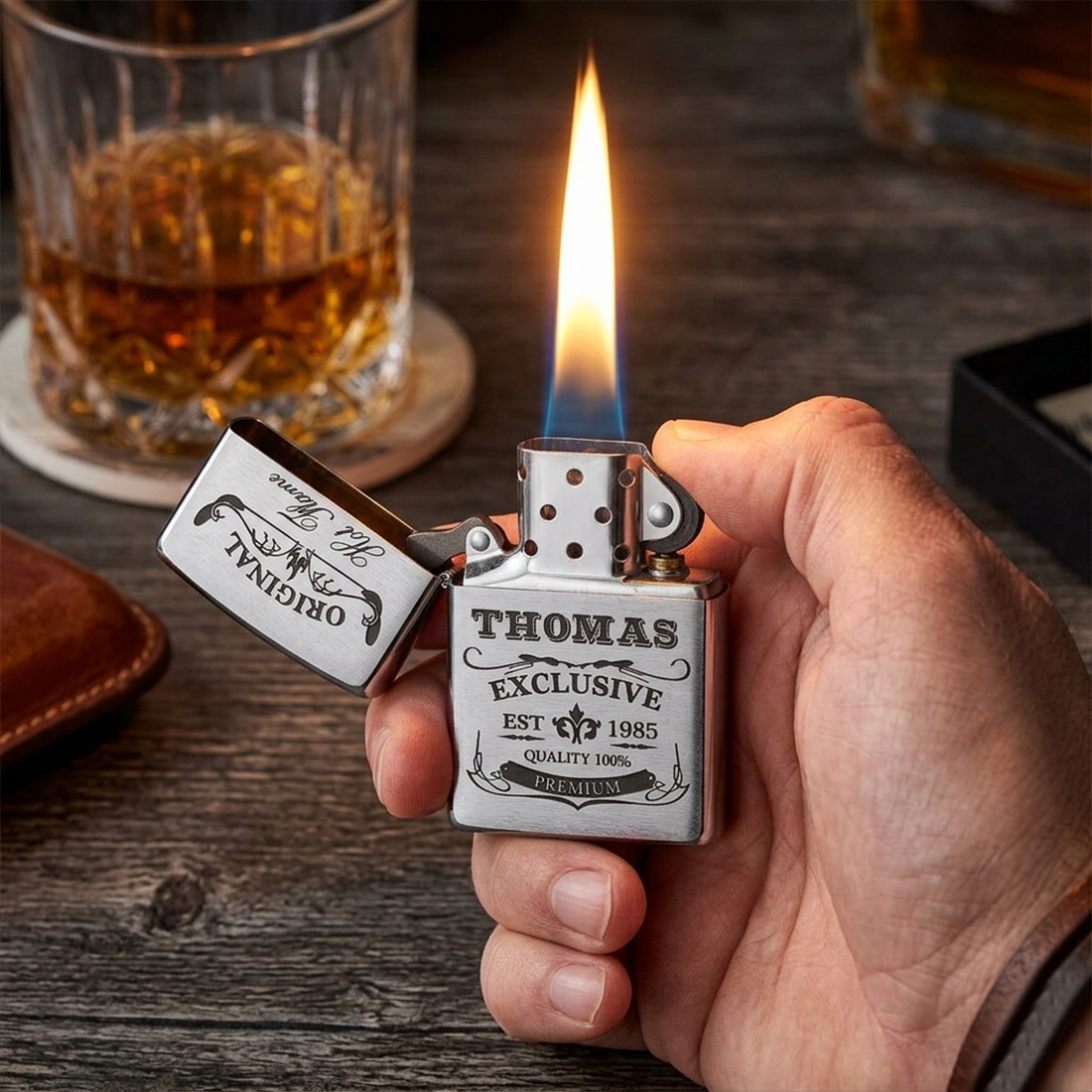 Original Zippo® Brushed Chrome mit individueller Gravur