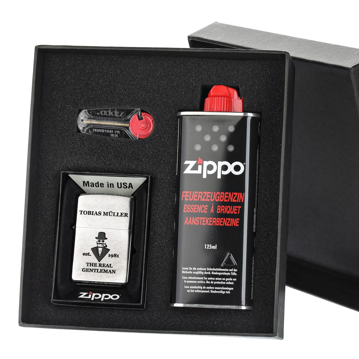 Zippo-Geschenkset 3-teilig "Gentleman" Personalisiert mit Gravur