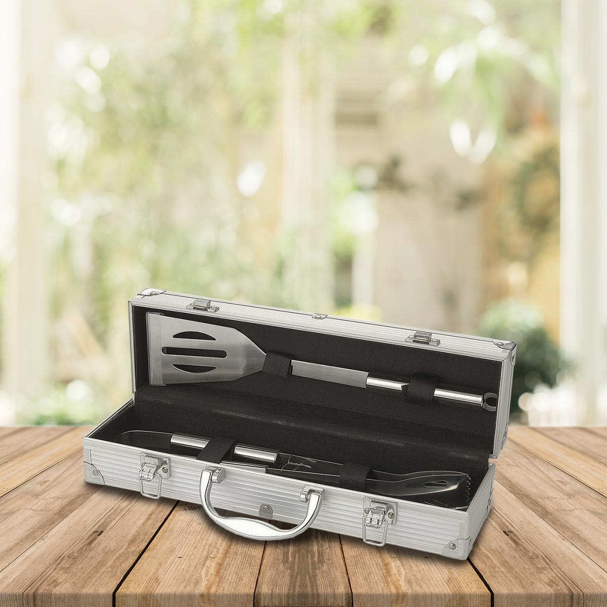 Grillset mit Gravur | 4-teilig Edelstahl | Grillkoffer personalisiert