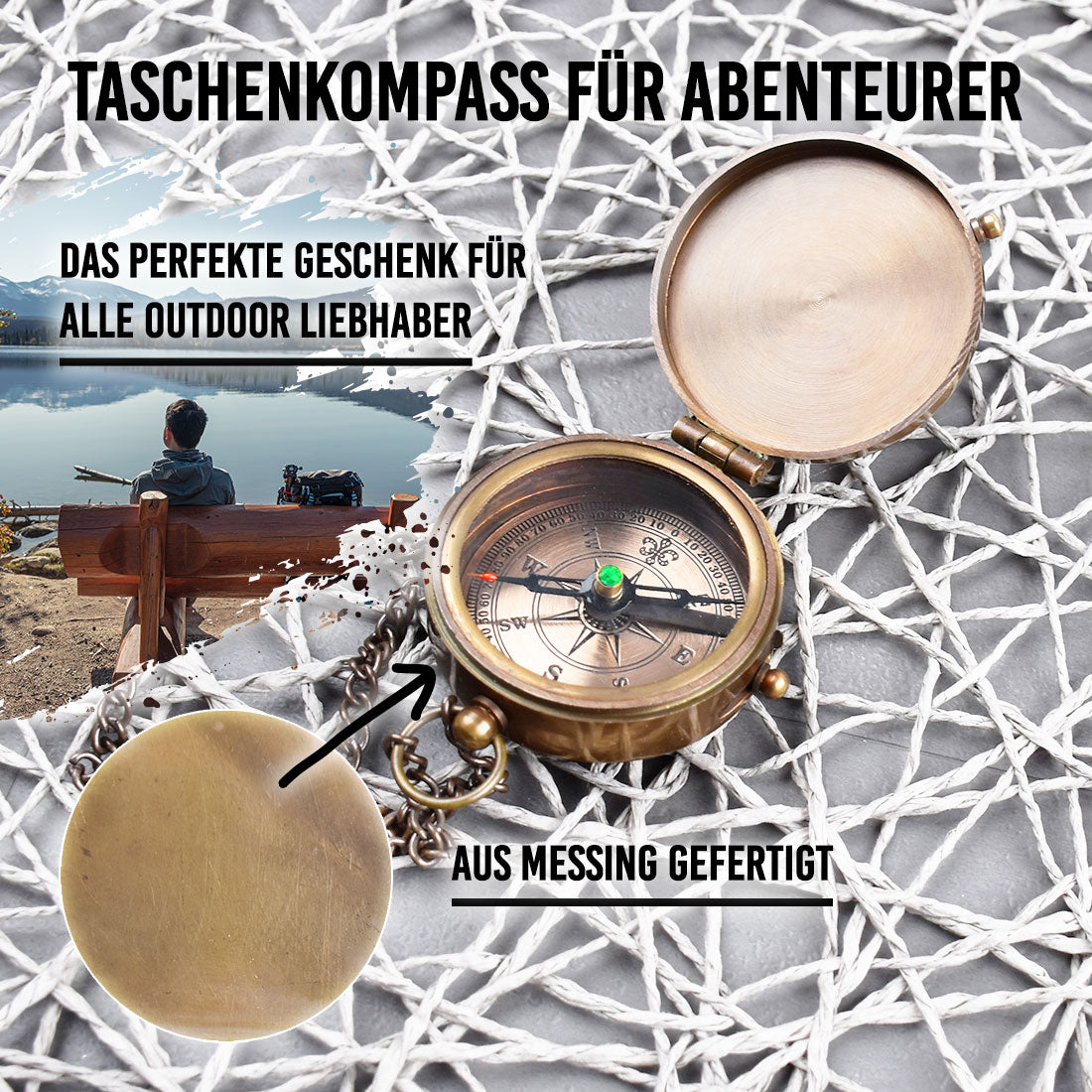Adventure-Messingkompass mit Gravur - Personalisiertes Geschenk für Entdecker