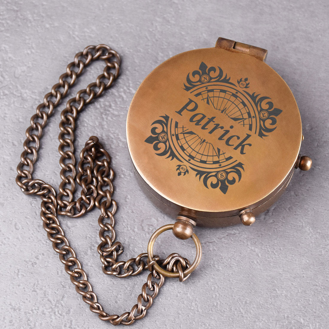 Vintage Messingkompass mit Gravur | Name personalisiert | Antik-Optik