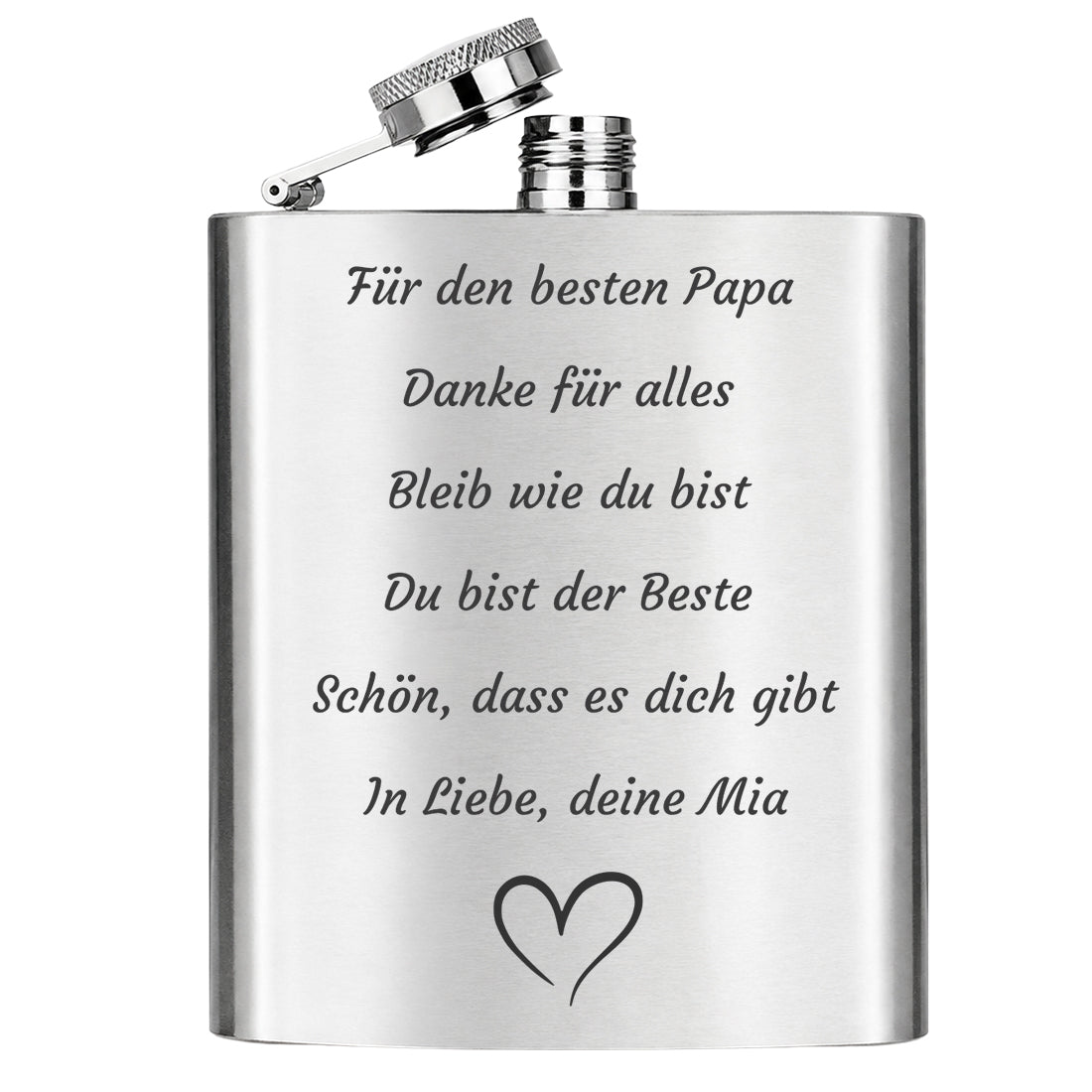 Personalisierter Edelstahl-Flachmann mit Gravur - 200ml Set