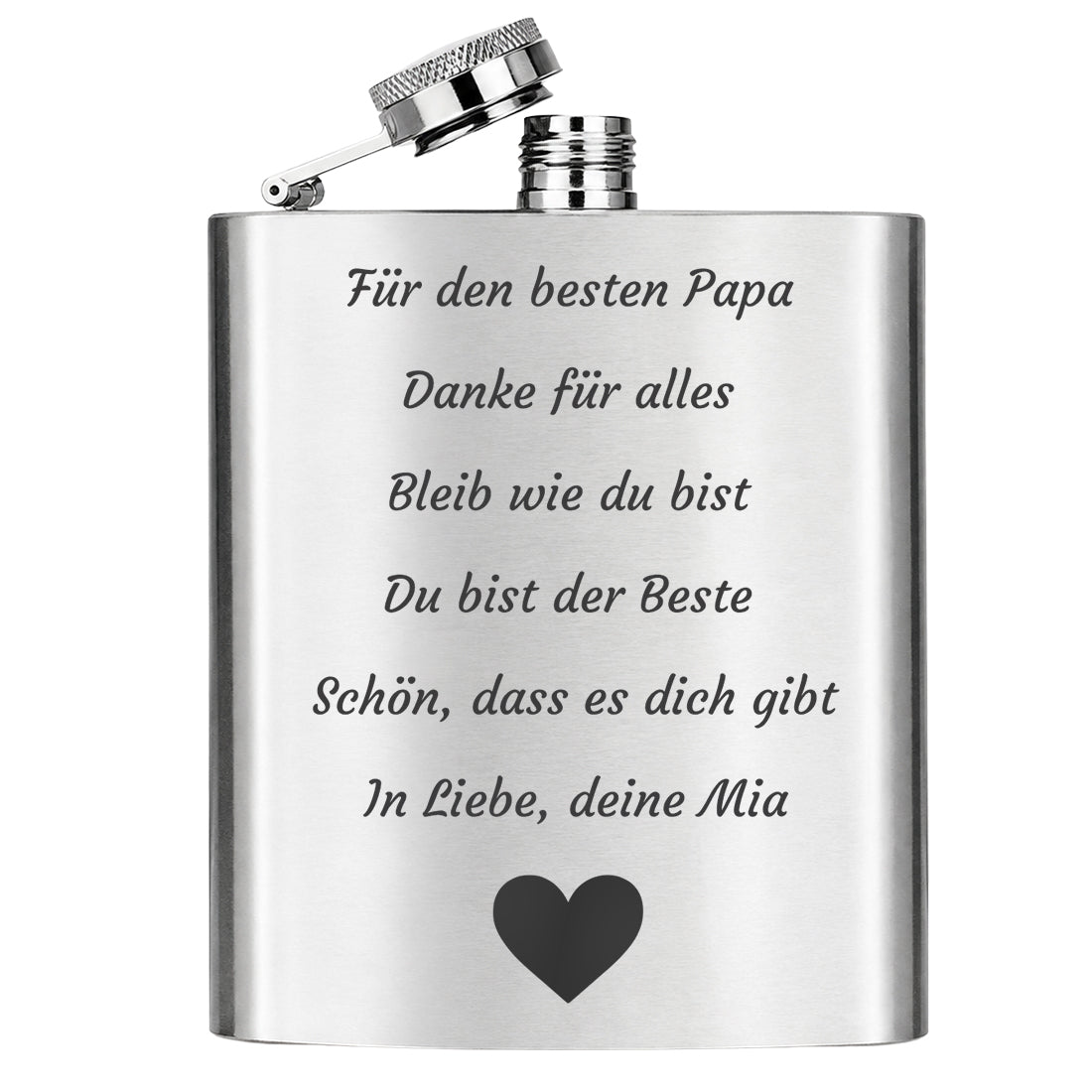 Personalisierter Edelstahl-Flachmann mit Gravur - 200ml Set