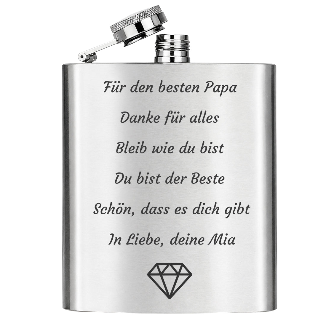 Personalisierter Edelstahl-Flachmann mit Gravur - 200ml Set