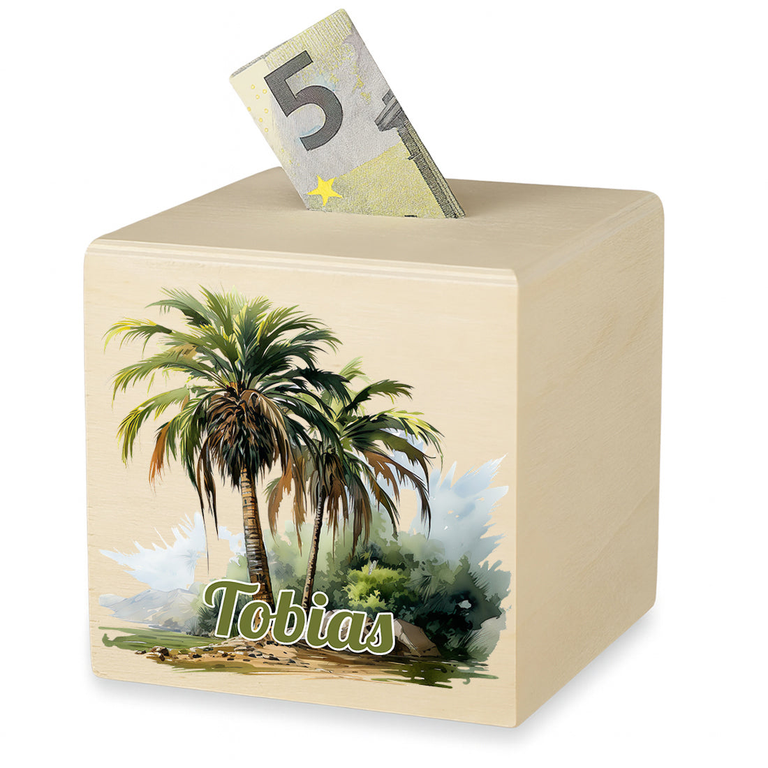 Spardose mit UV-Druck für Kinder - Motiv Palmen