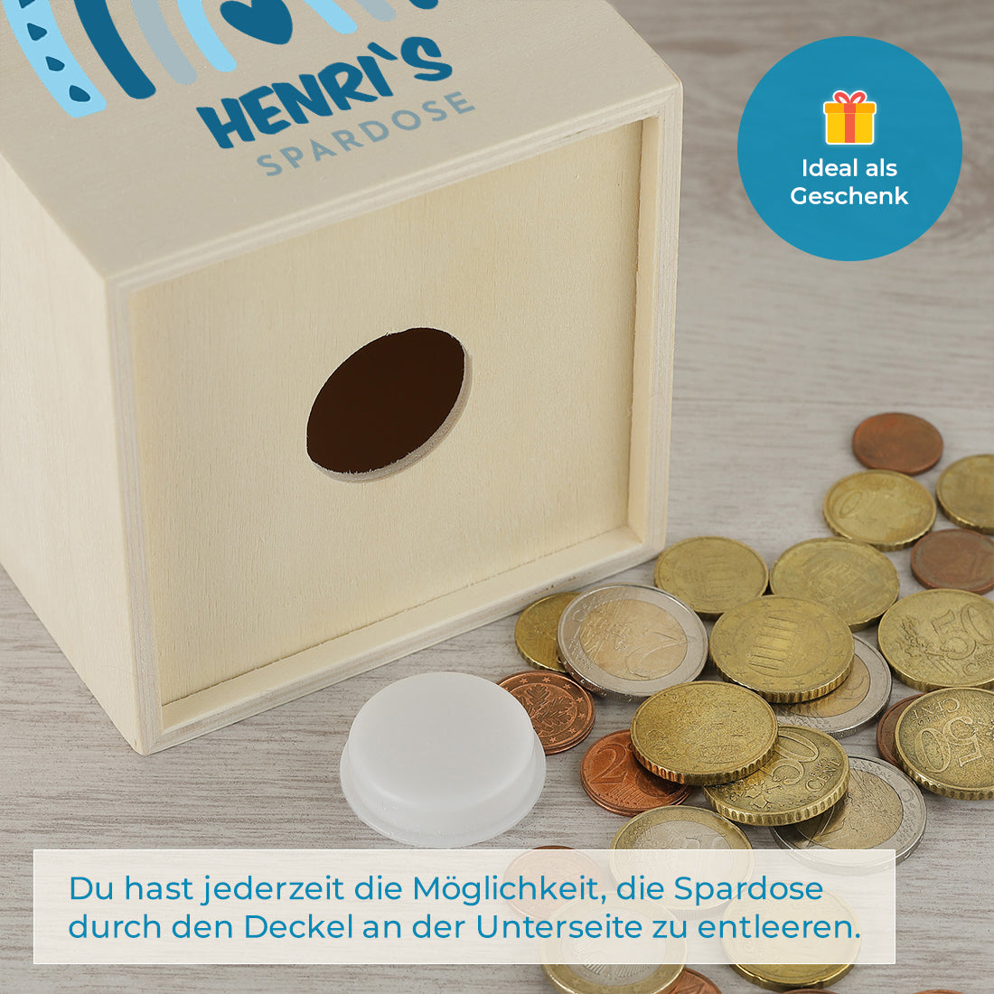 Spardose mit UV-Druck für Kinder Regenbogen