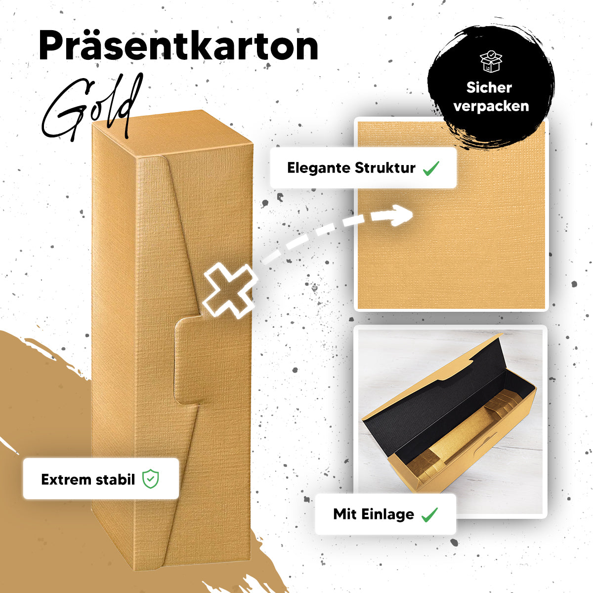 Premium-Geschenkbox Gold - Edle Strukturprägung