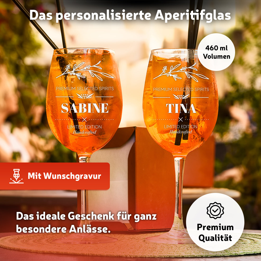 Trinkglas 460 ml für Cocktails & Longdrinks mit Gravur