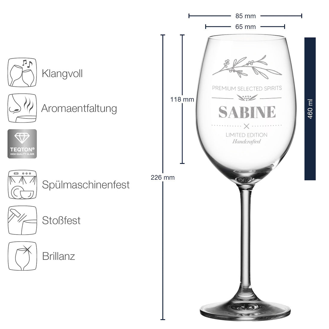 Trinkglas 460 ml für Cocktails & Longdrinks mit Gravur