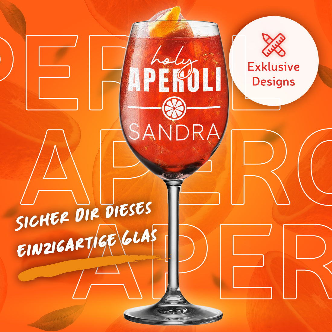 Aperol Glas 460 ml mit personalisierter Gravur "Holy Aperoli"