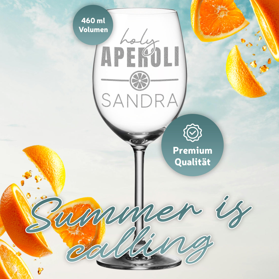 Aperol Glas 460 ml mit personalisierter Gravur "Holy Aperoli"