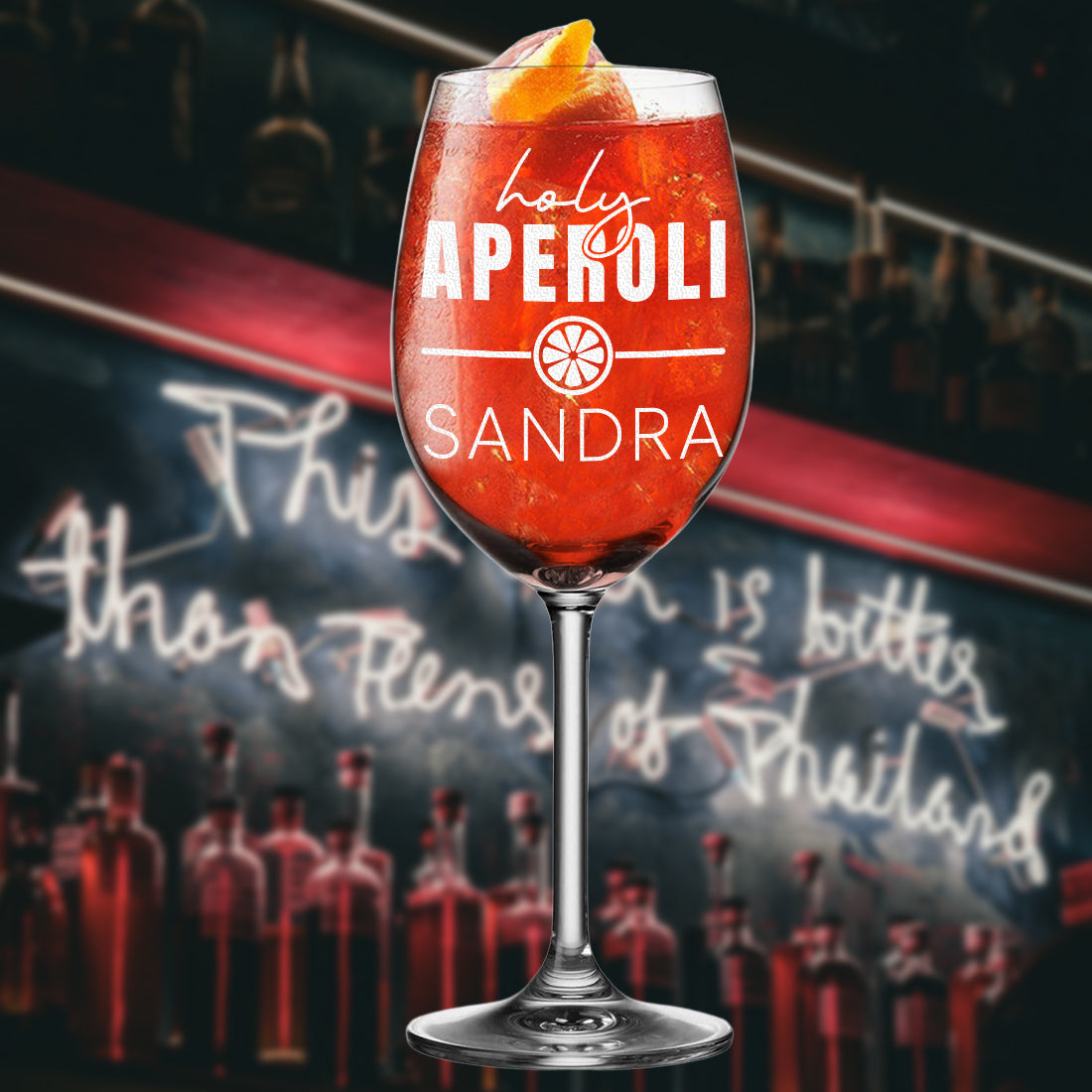 Aperol Glas 460 ml mit personalisierter Gravur "Holy Aperoli"