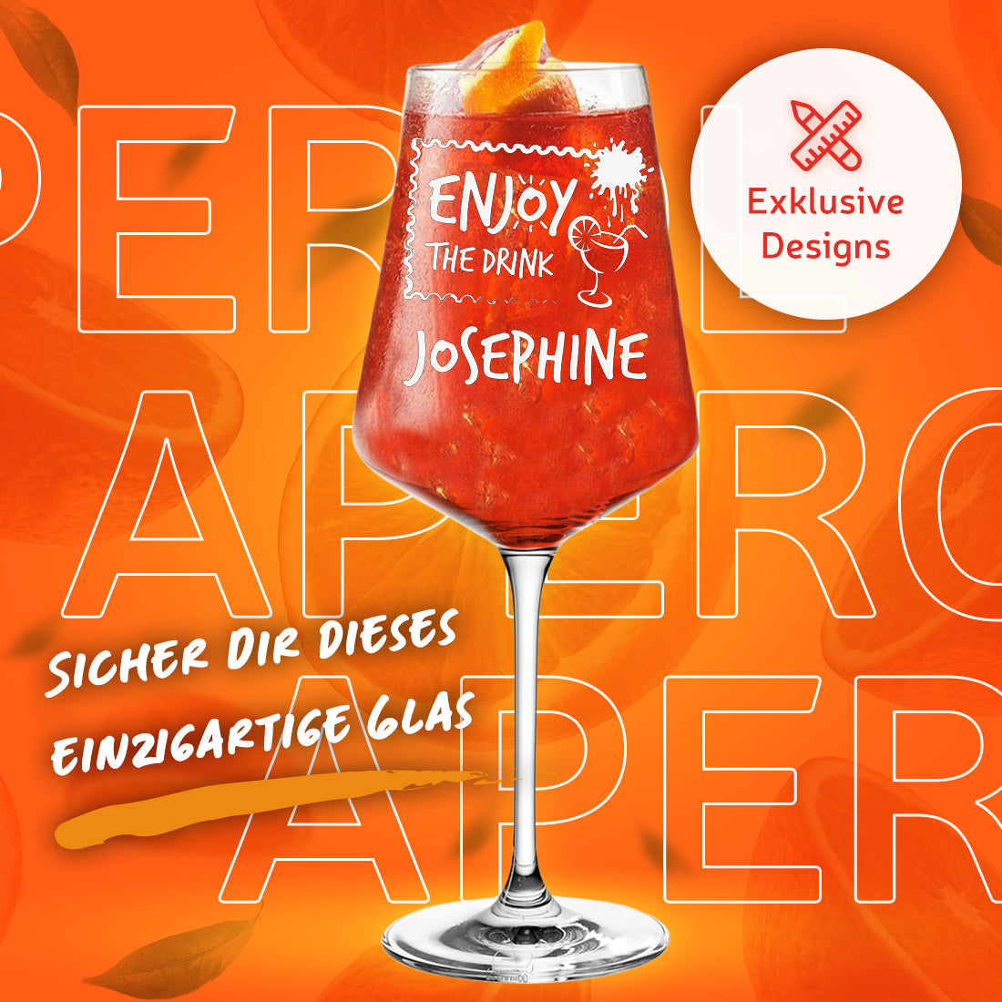 Cocktailglas für Drinks mit Gravur "Enjoy the drink"