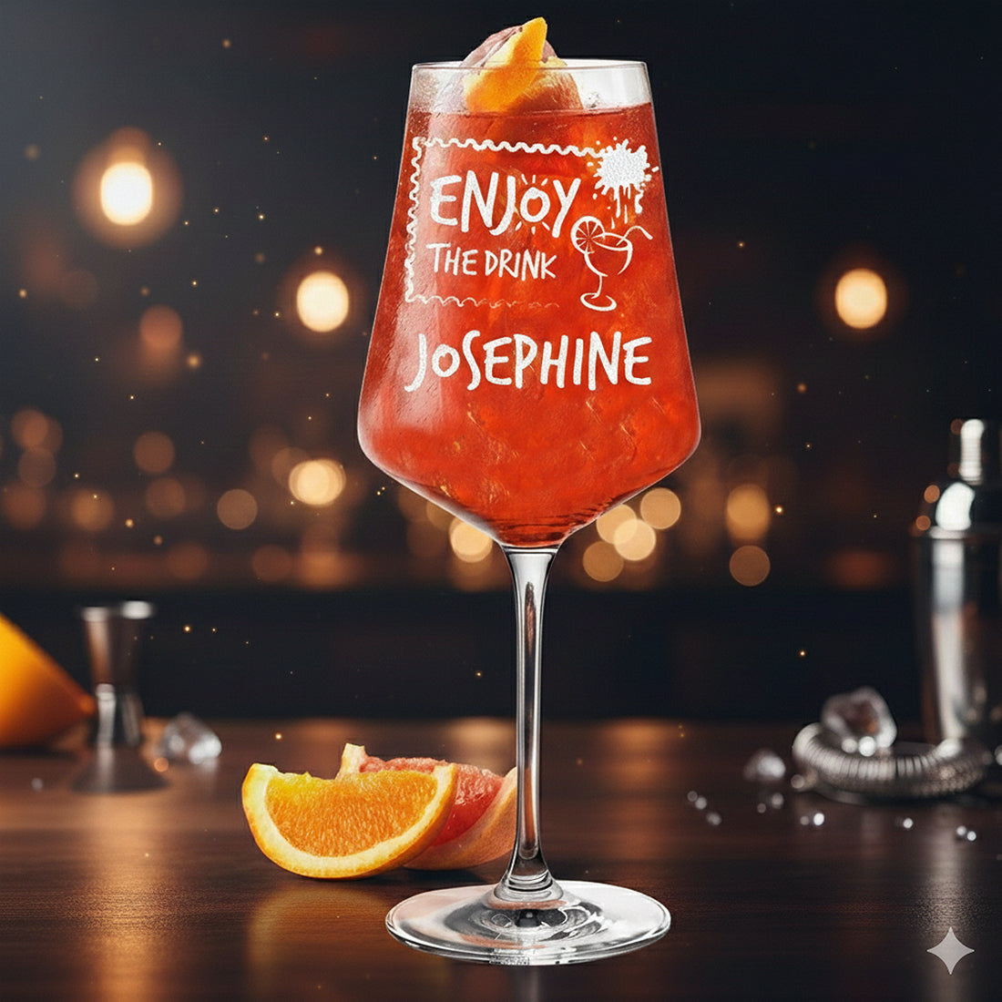 Cocktailglas für Drinks mit Gravur "Enjoy the drink"