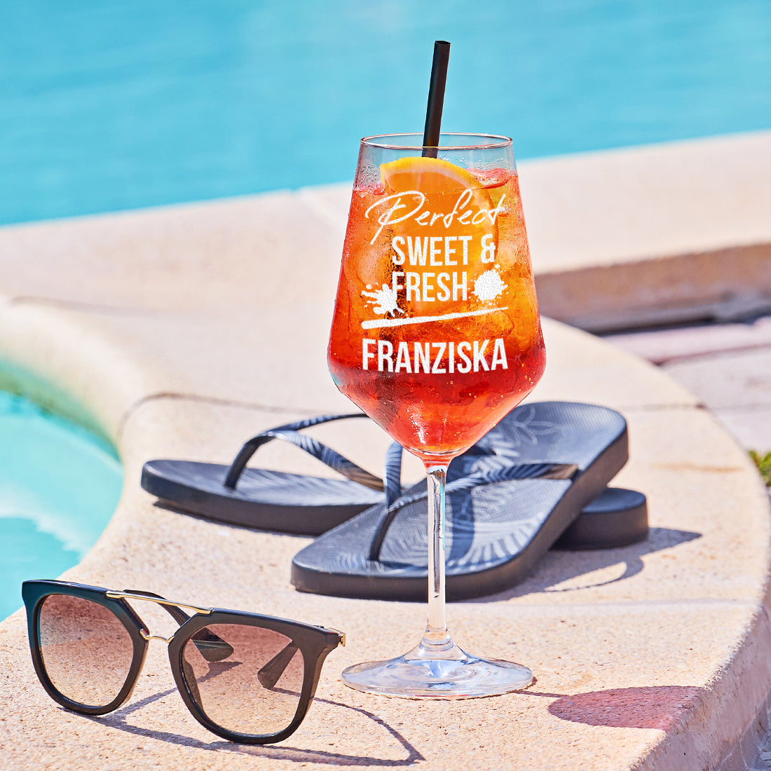 Aperol Spritz Glas mit Gravur "Perfect sweet & fresh"