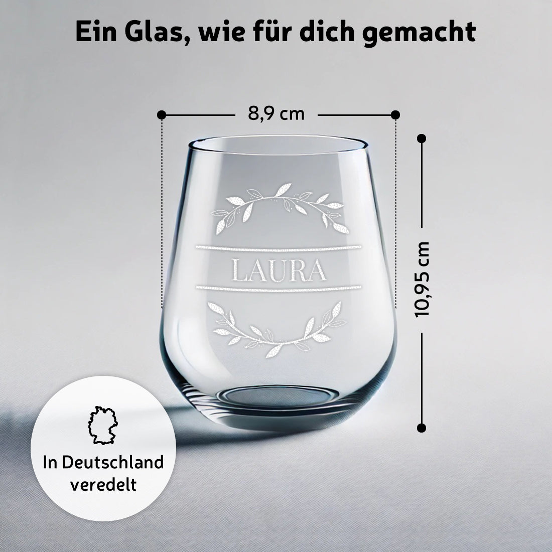 Cocktailglas elegant 425 ml mit personalisierter Gravur - Motiv "Blumenkreis"