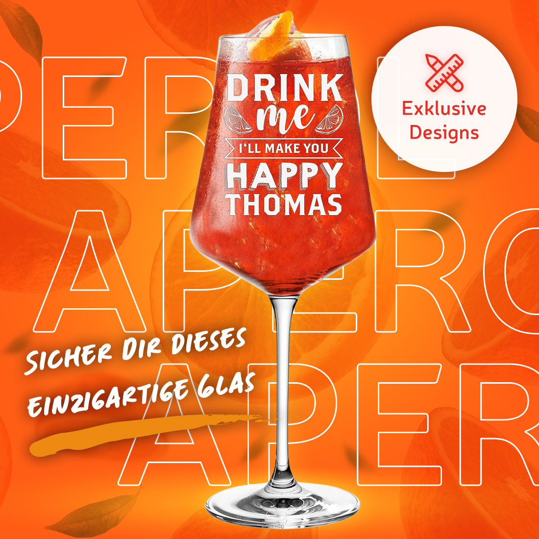 Aperol Spritz Cocktailglas mit personalisierter Gravur
