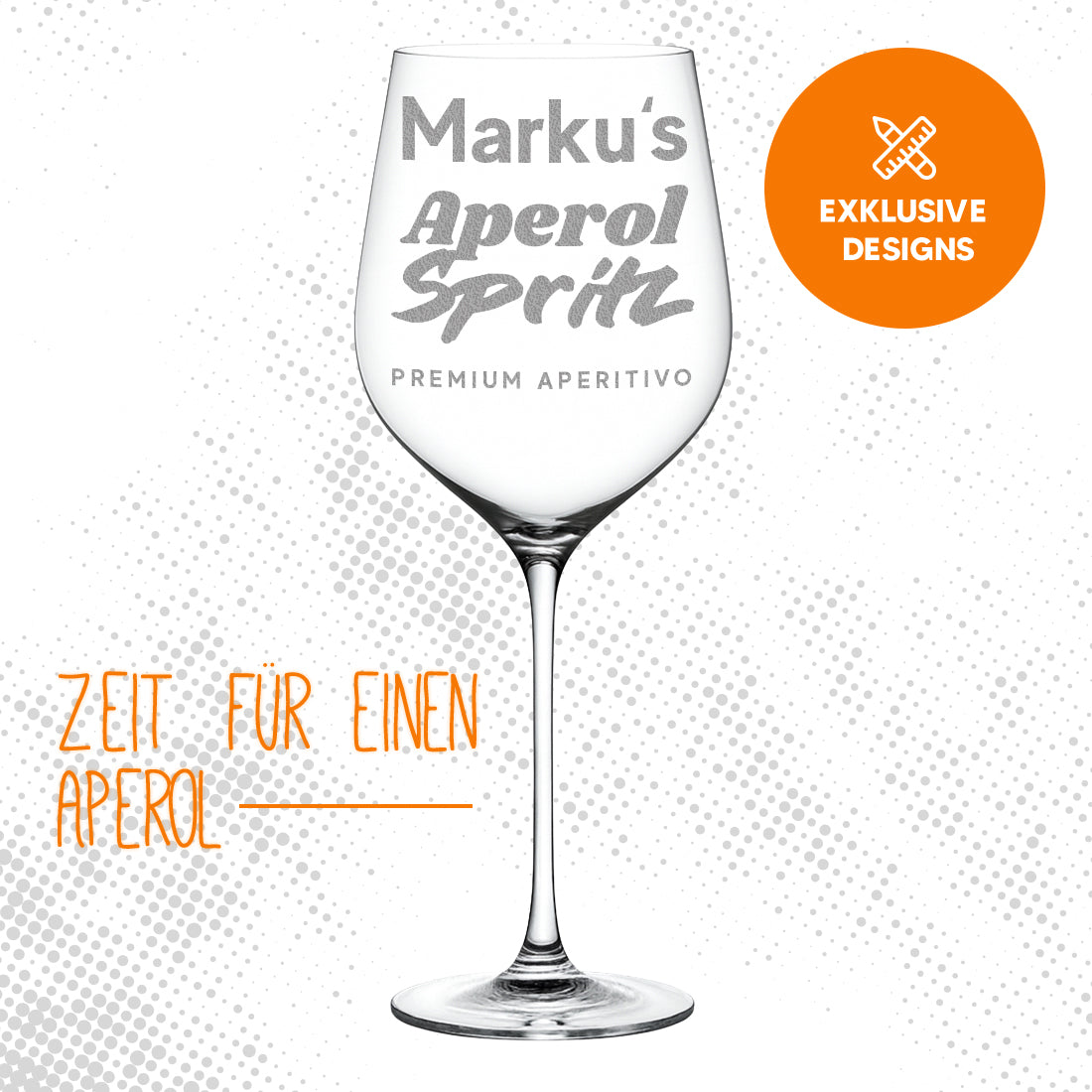 Modernes Aperol Spritz Glas 440 ml mit personalisierter Gravur