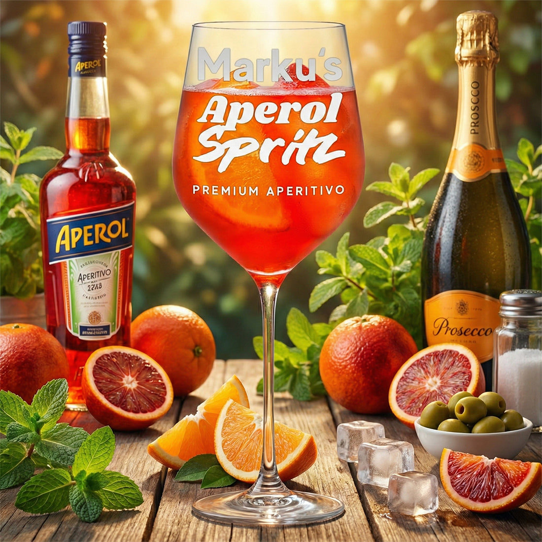 Modernes Aperol Spritz Glas 440 ml mit personalisierter Gravur