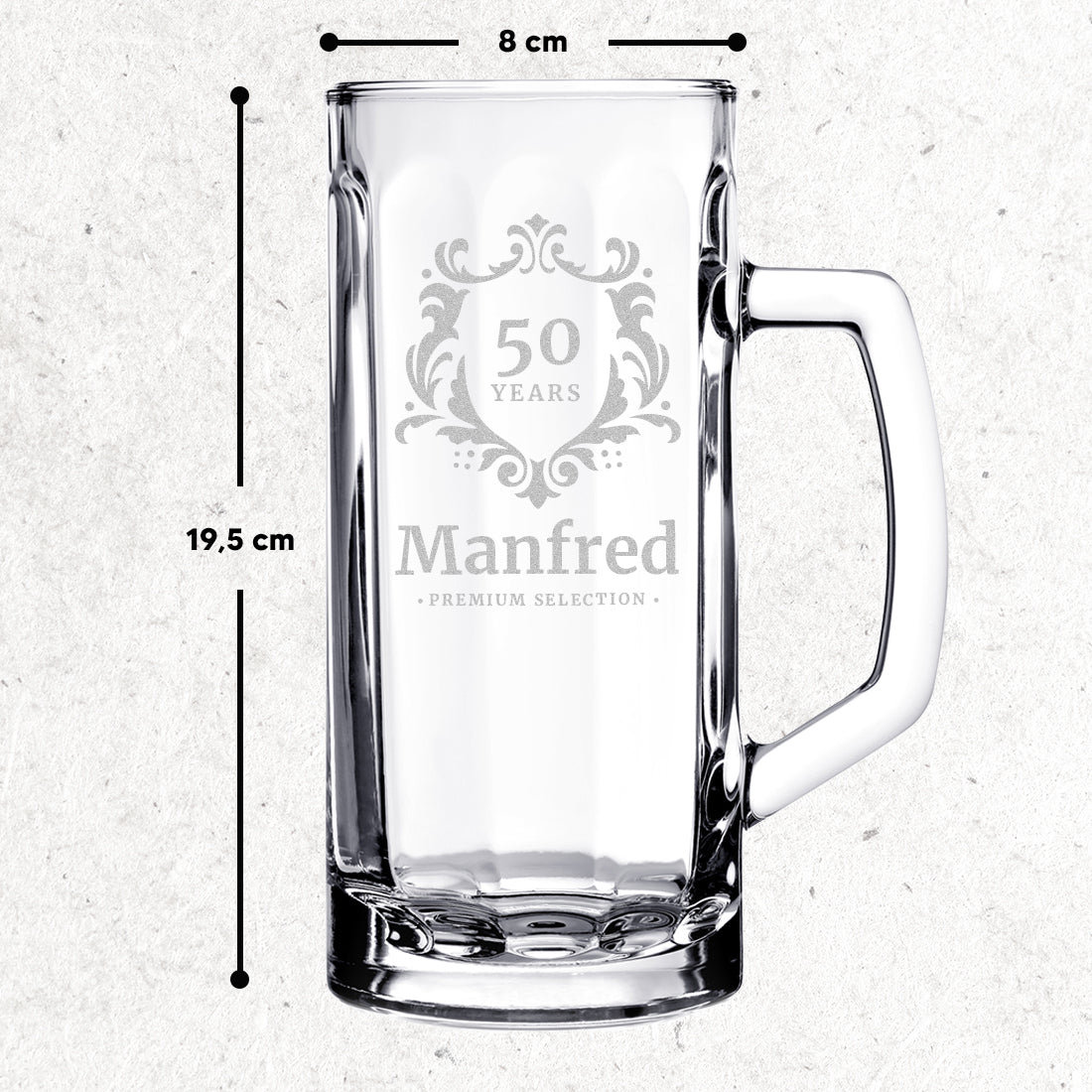 Bierseidel Krug 0,5 Liter mit personalisierter Gravur - Geburtstagsgeschenk