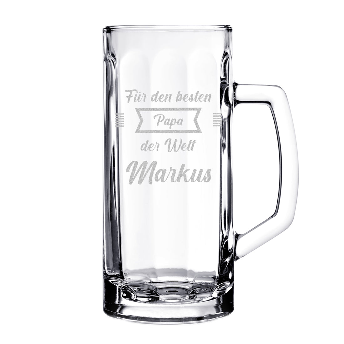 Bierkrug 0,5 Liter mit Gravur - Motiv "Für den besten Papa der Welt"