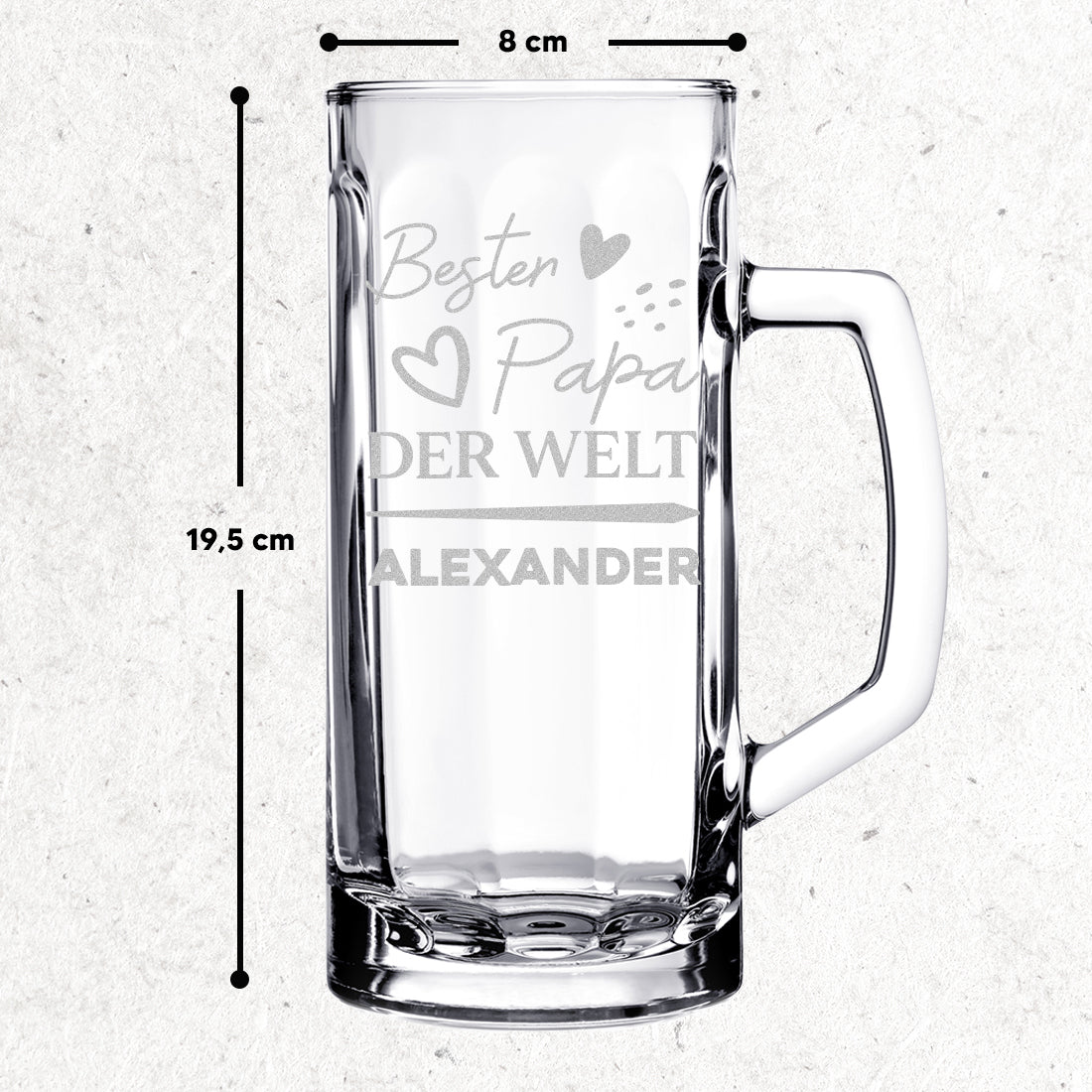 Bierseidel 0,5 Liter mit personalisierter Gravur - Bester Papa der Welt