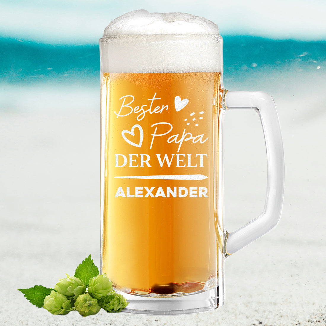 Bierseidel 0,5 Liter mit personalisierter Gravur - Bester Papa der Welt