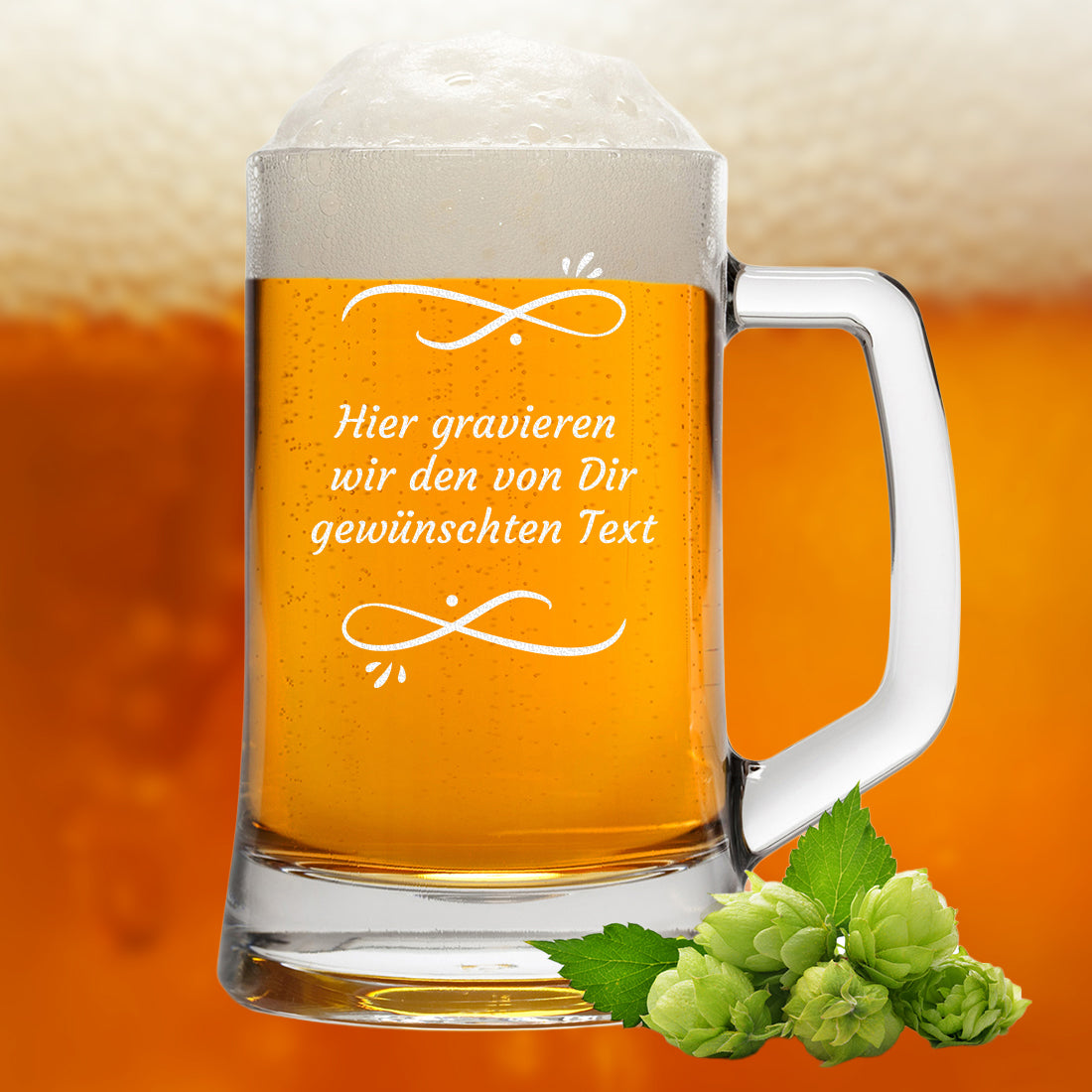 Bierkrug 0,5 Liter Geschenk aus Glas mit Wunschgravur