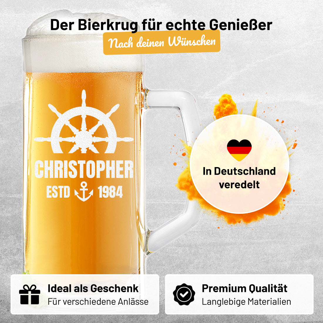 Personalisierter Bierkrug 500 ml mit Gravur - ideal als Geschenk