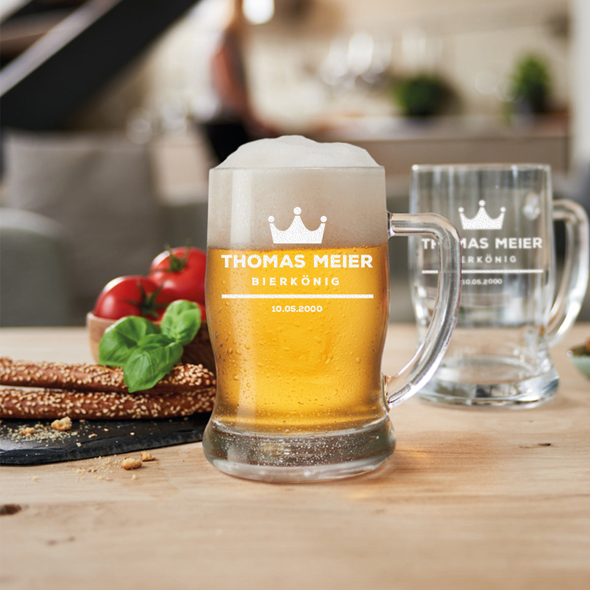 Bierkrug 0,5 Liter mit Gravur "Bierkönig" personalisiert