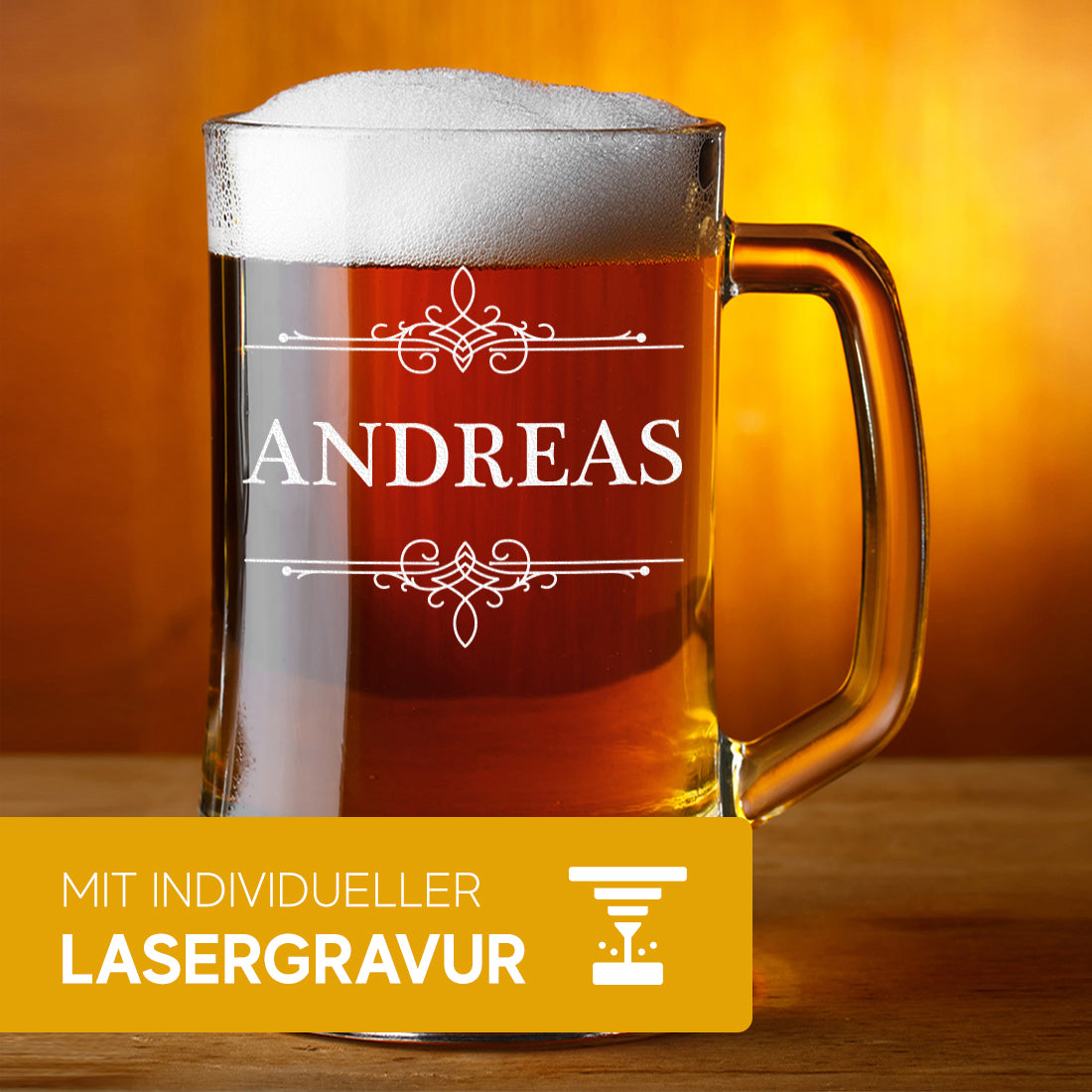 Bierkrug 0,5 Liter Ornament mit Wunschgravur