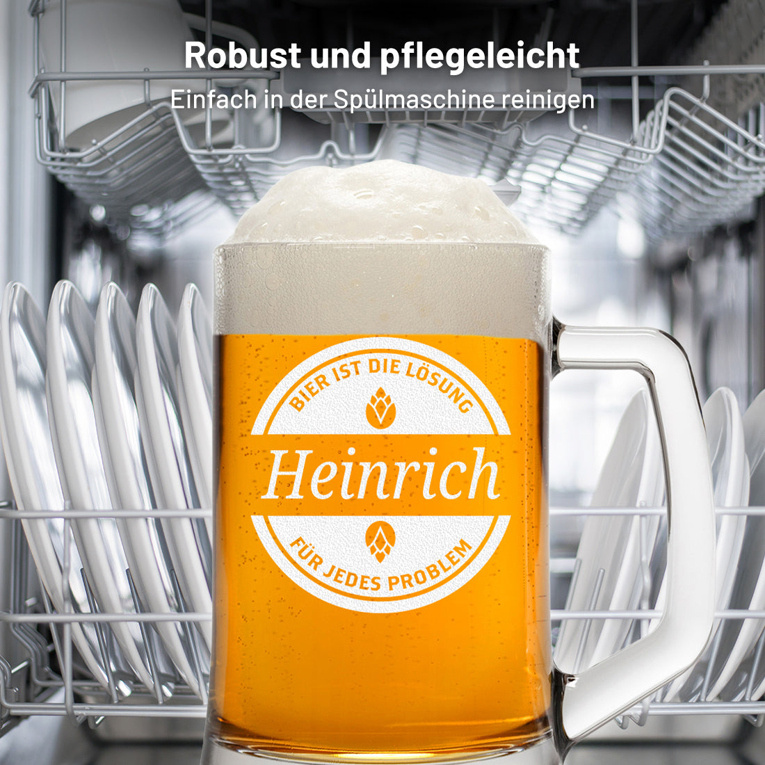 Bierkrug 0,5 Liter mit Henkel mit personalisierter Gravur
