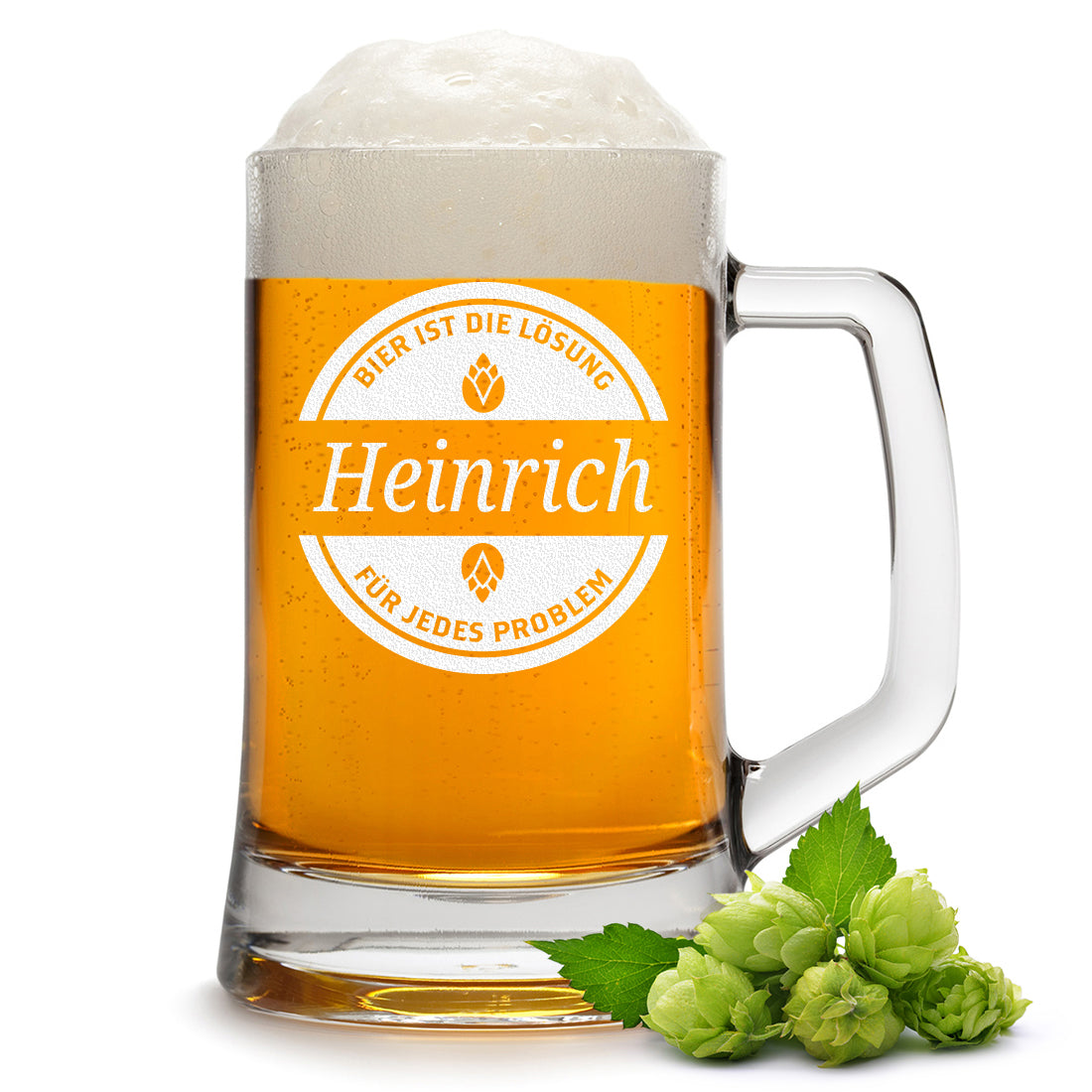 Bierkrug 0,5 Liter mit Henkel mit personalisierter Gravur