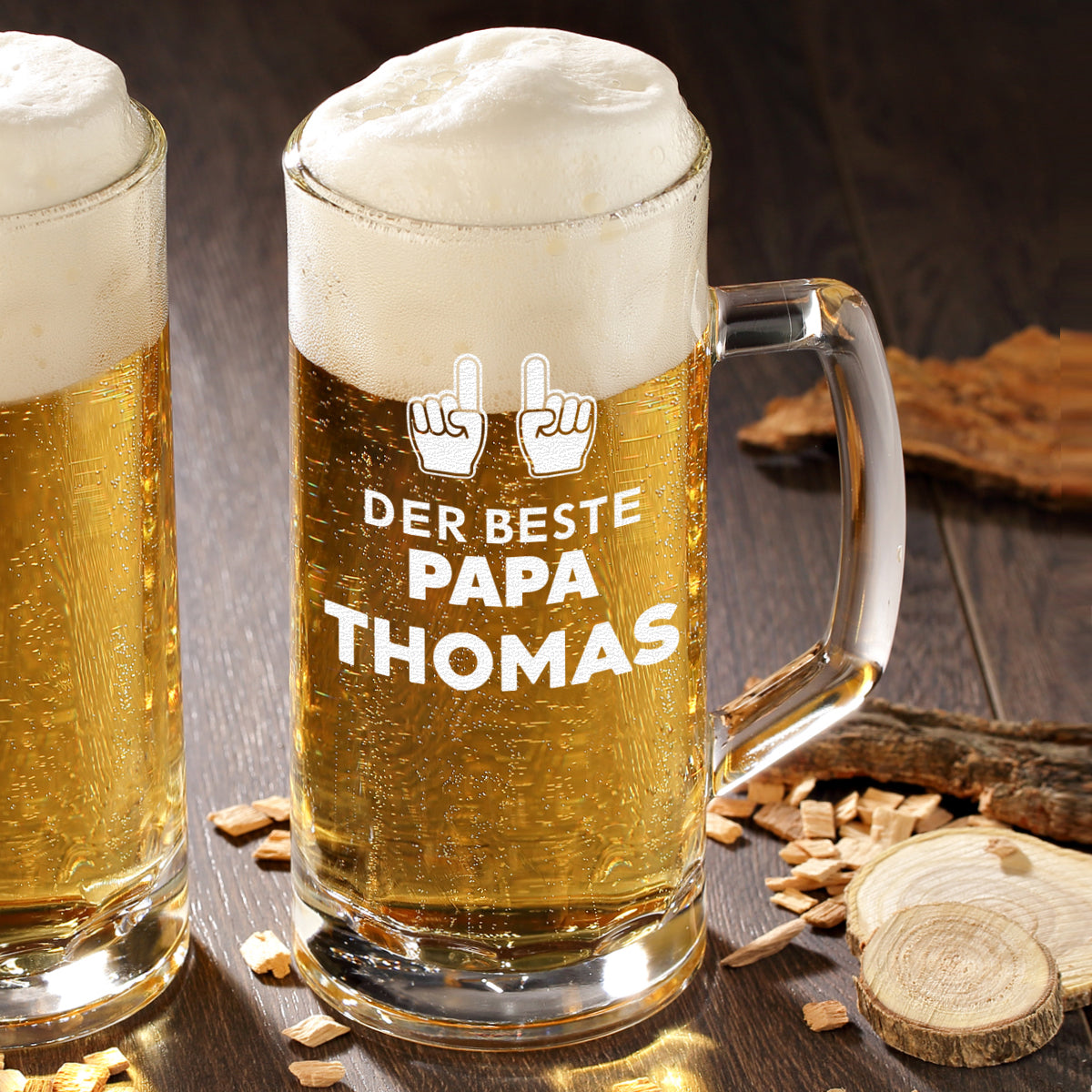 Bierkrug 0,5 Liter mit Gravur zum Vatertag - Motiv "Der beste Papa"