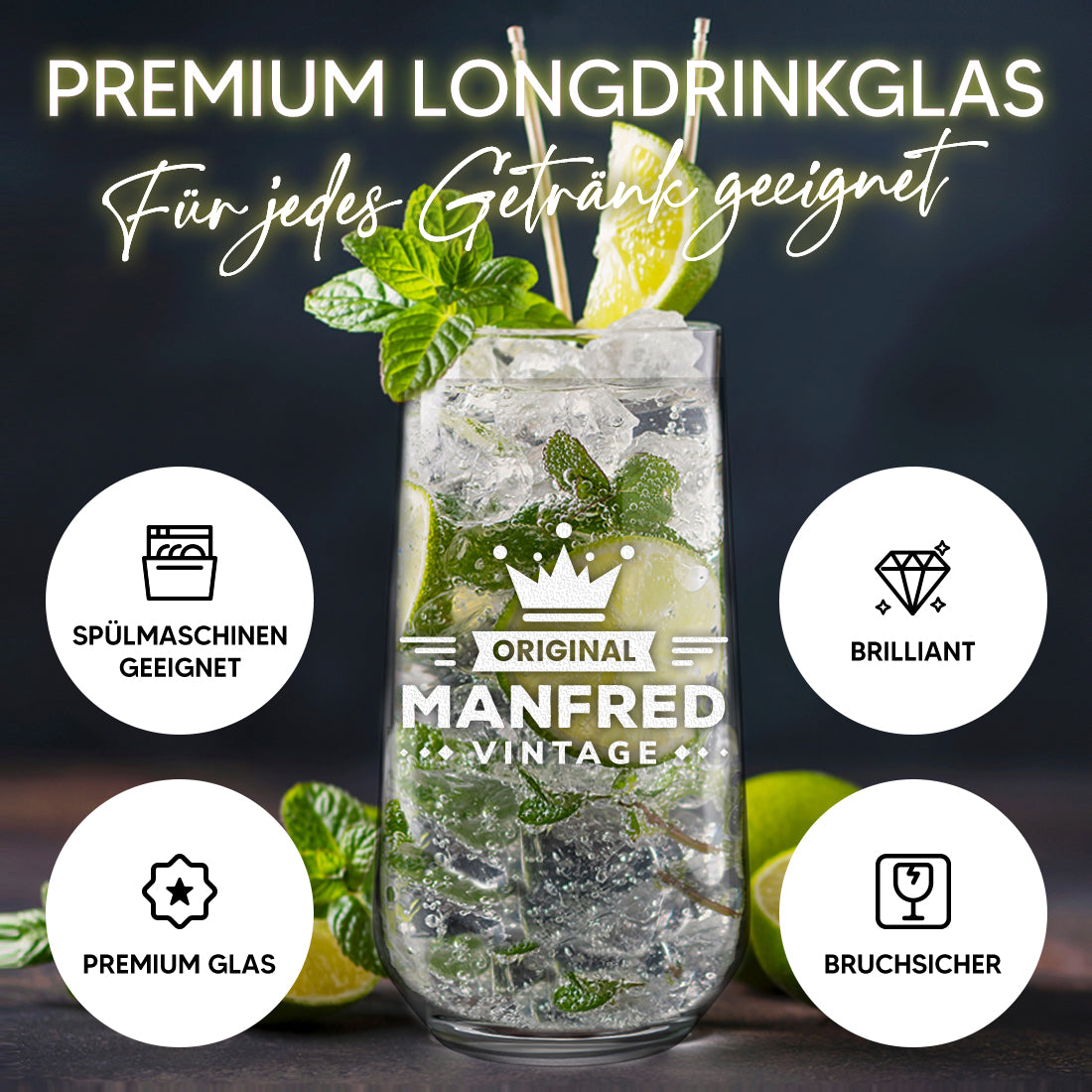 Personalisiertes Cocktailglas 470 ml mit Gravur - Geschenkidee