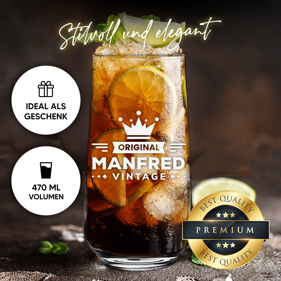 Personalisiertes Cocktailglas 470 ml mit Gravur - Geschenkidee