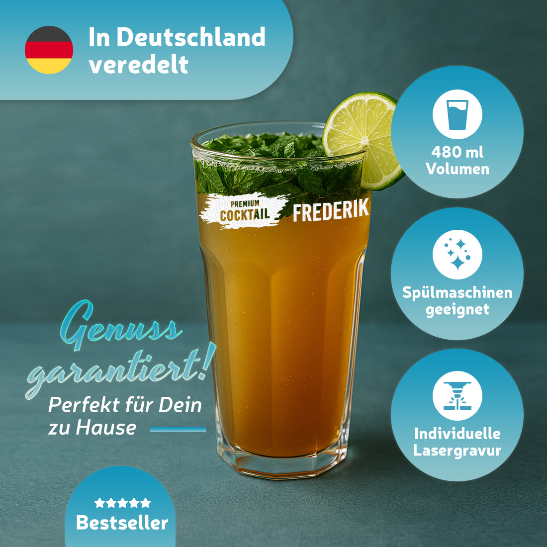 Cocktailglas 480 ml mit personalisierter Gravur