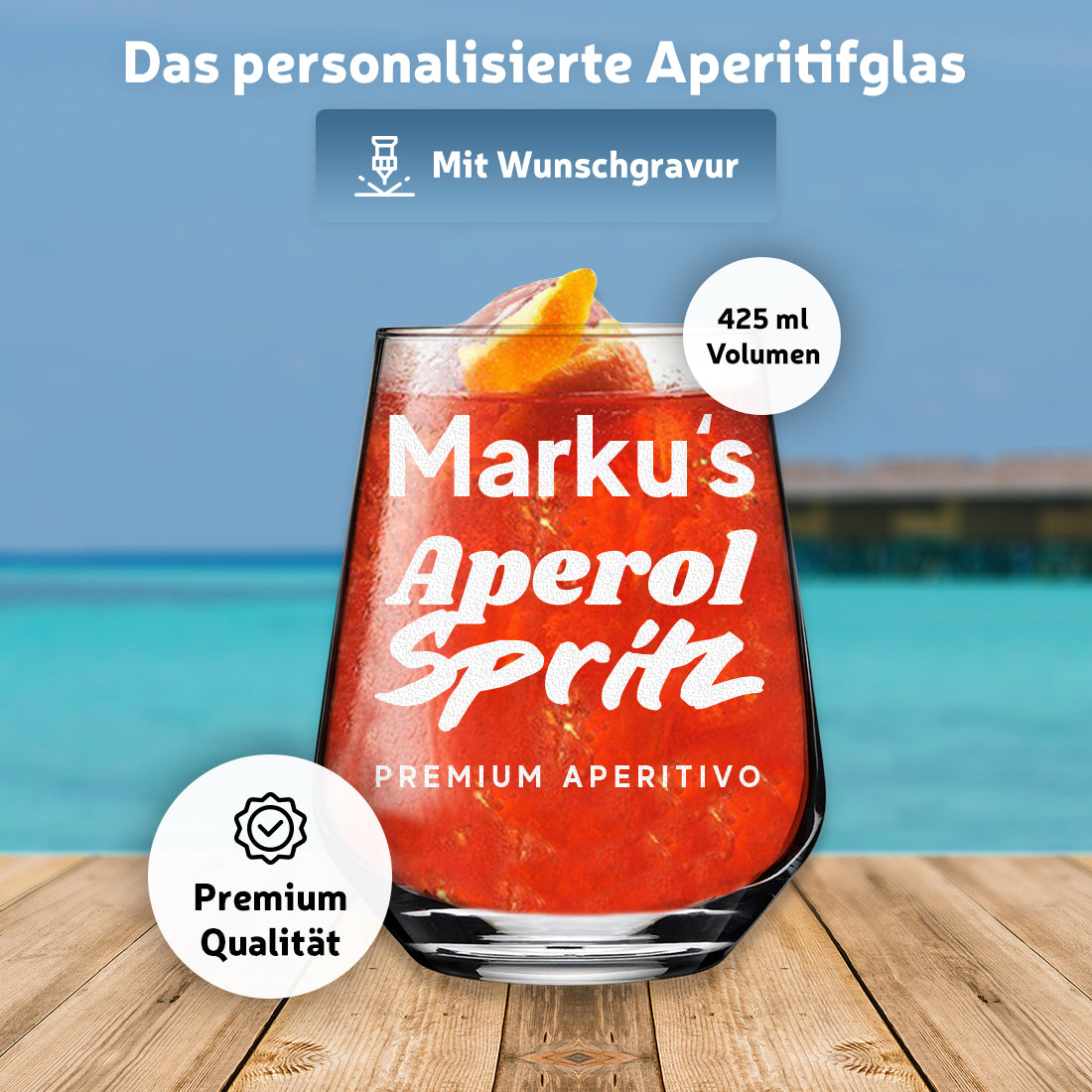 Aperitif Cocktailglas 425 ml für Drinks mit Gravur - Personalisiert
